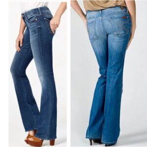 7 For All Mankind Flynt Flare Jeans Low Rise Stretch Dark Wash Size 32